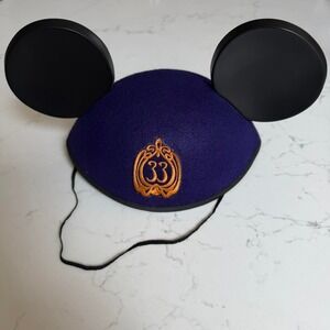 Disney Club 33 Mickey Mouse Ear Hat Purple Gold Exclusive Rare Disneyland